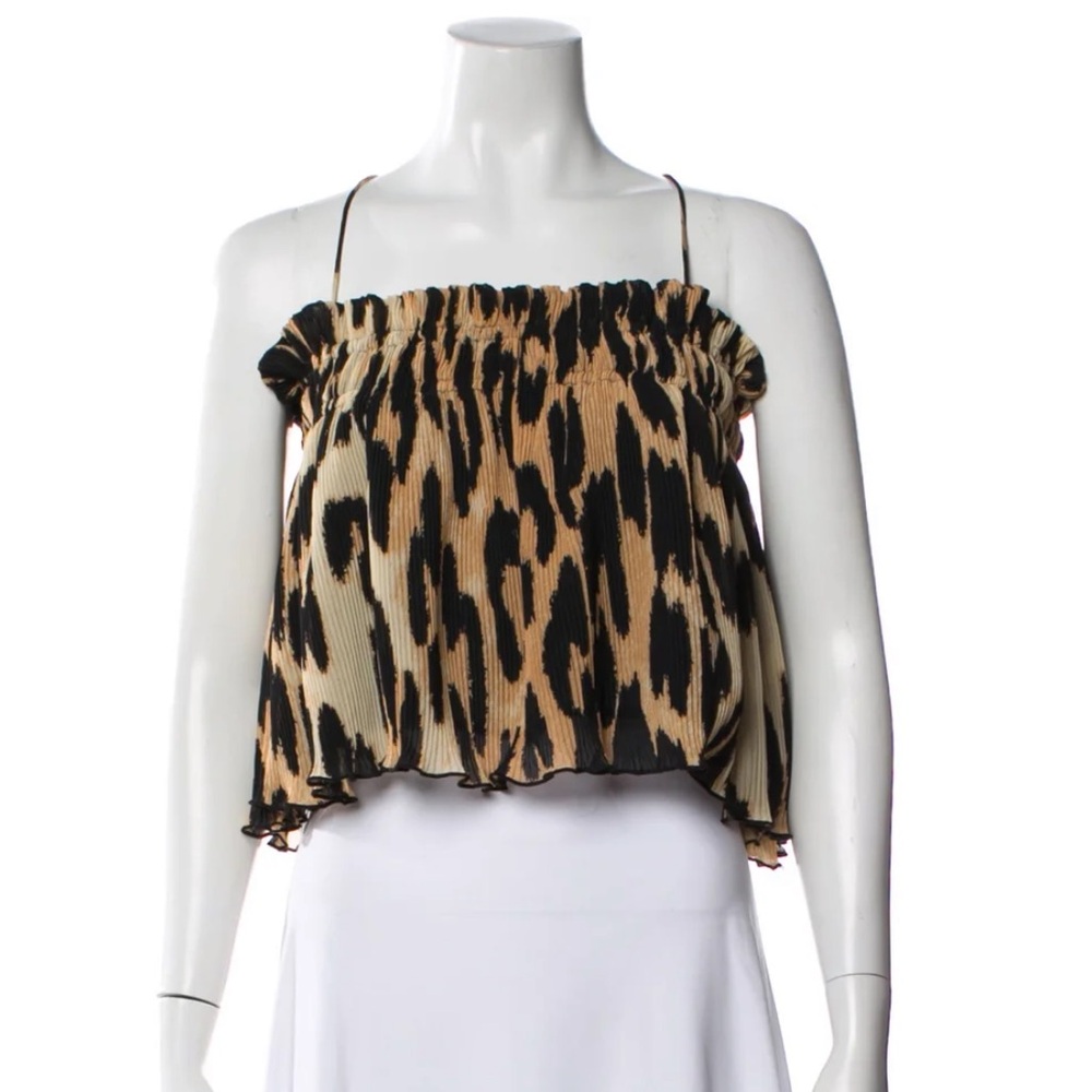 Ganni Animal Print Square Neck Sleeveless Top size S